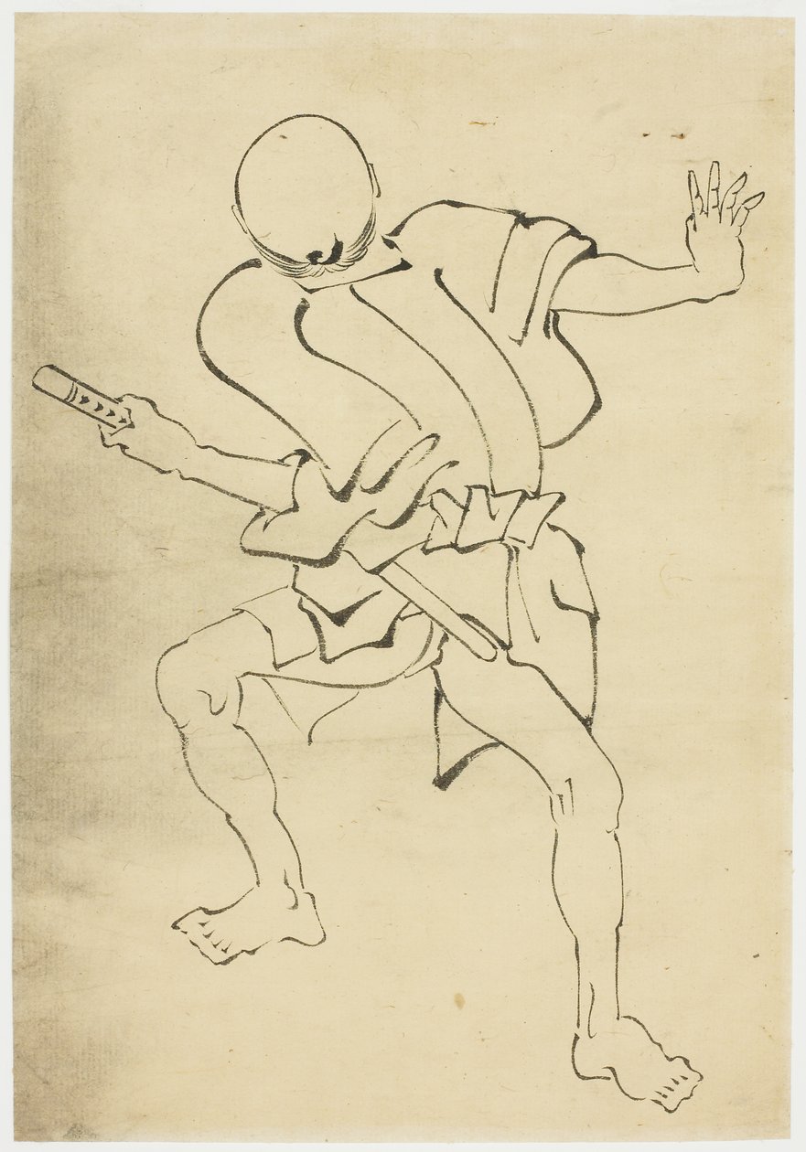 Uzbrojony asystent (badanie), ok. 1815-1849 (tusz na papierze) autorstwa Katsushika (school of) Hokusai