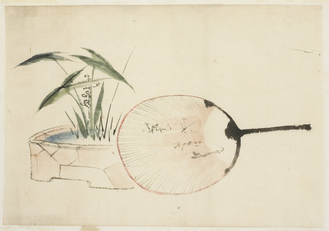 Rozmieszczenie wentylatorów i roślin autorstwa Katsushika (school of) Hokusai
