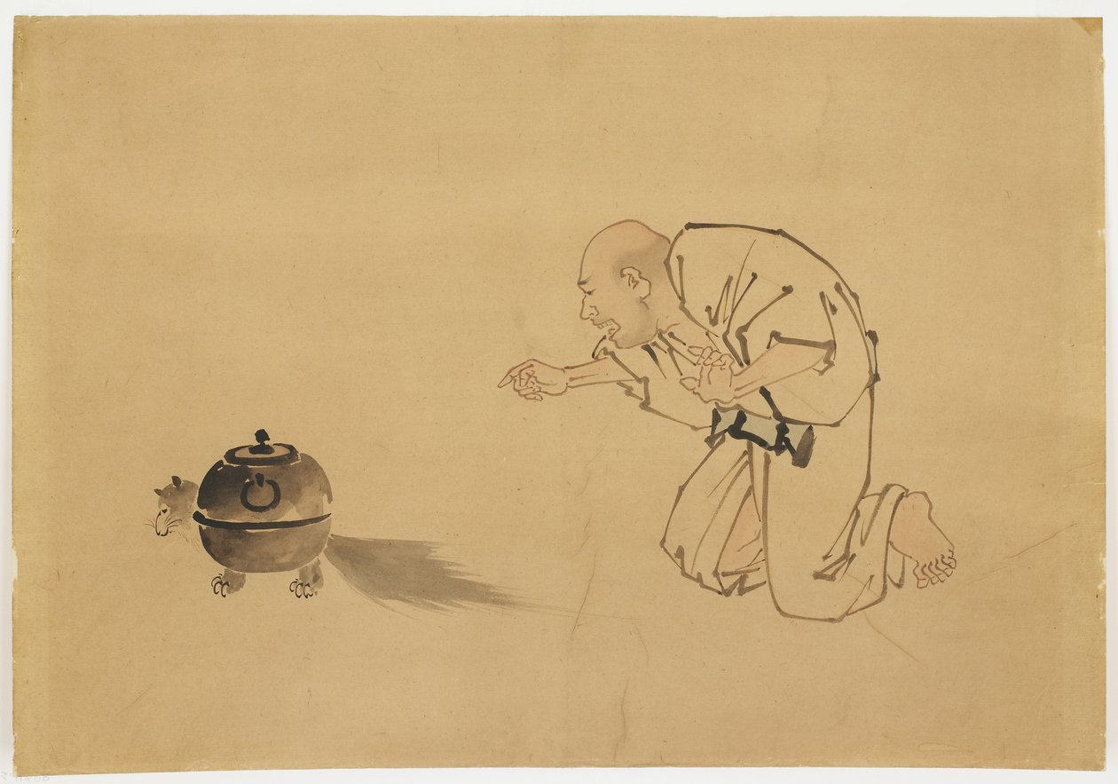 Ilustracja do „Czajnik Tanuki”, ok. 1850 (tusz i kolor na papierze) autorstwa Katsushika (school of) Hokusai
