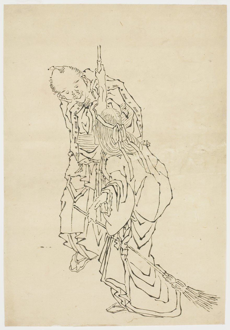 Jo and Uba; Theme of Takasago, ca. 1815-1849 (ink on paper) autorstwa Katsushika (school of) Hokusai