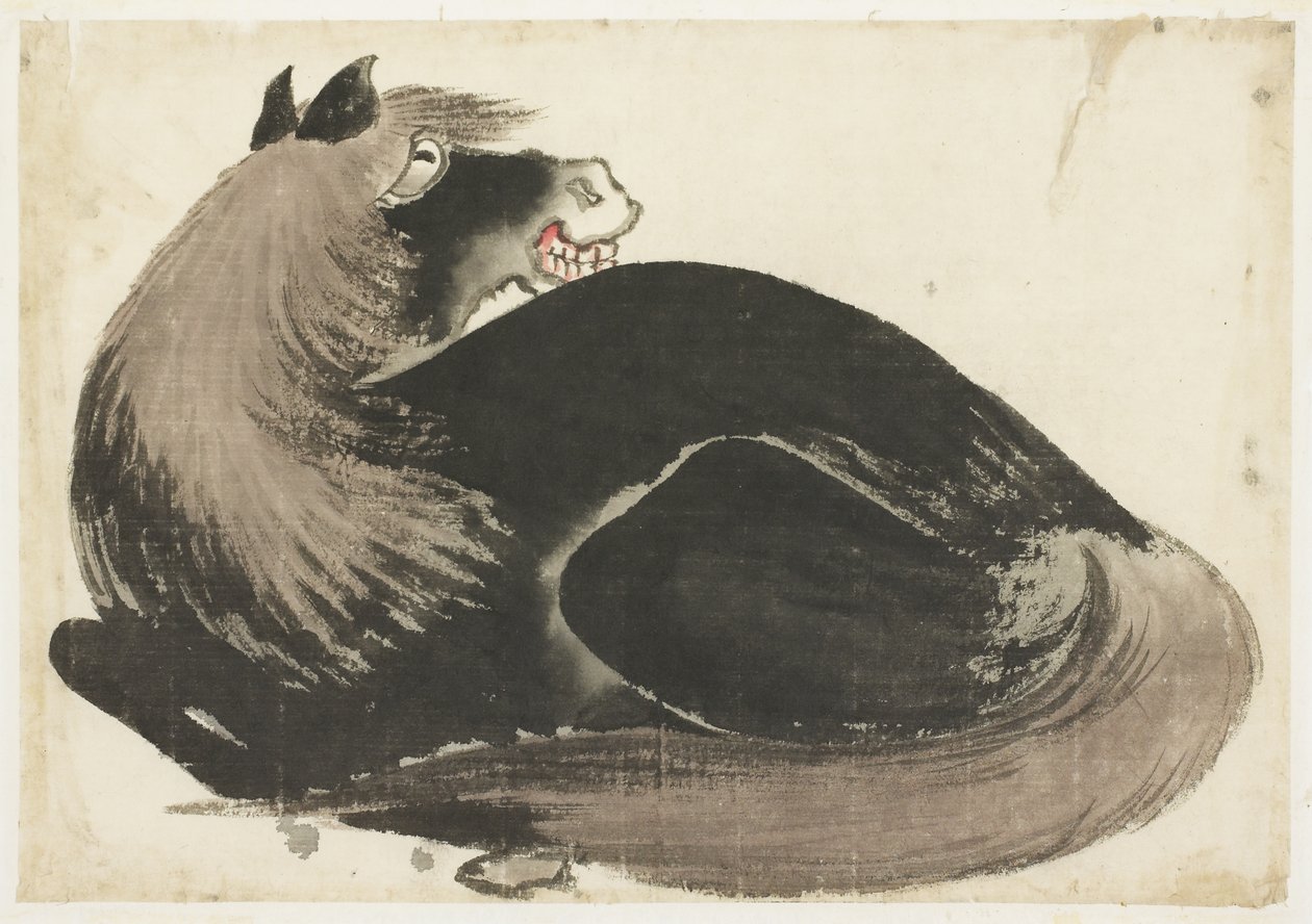 Leżący koń autorstwa Katsushika (school of) Hokusai