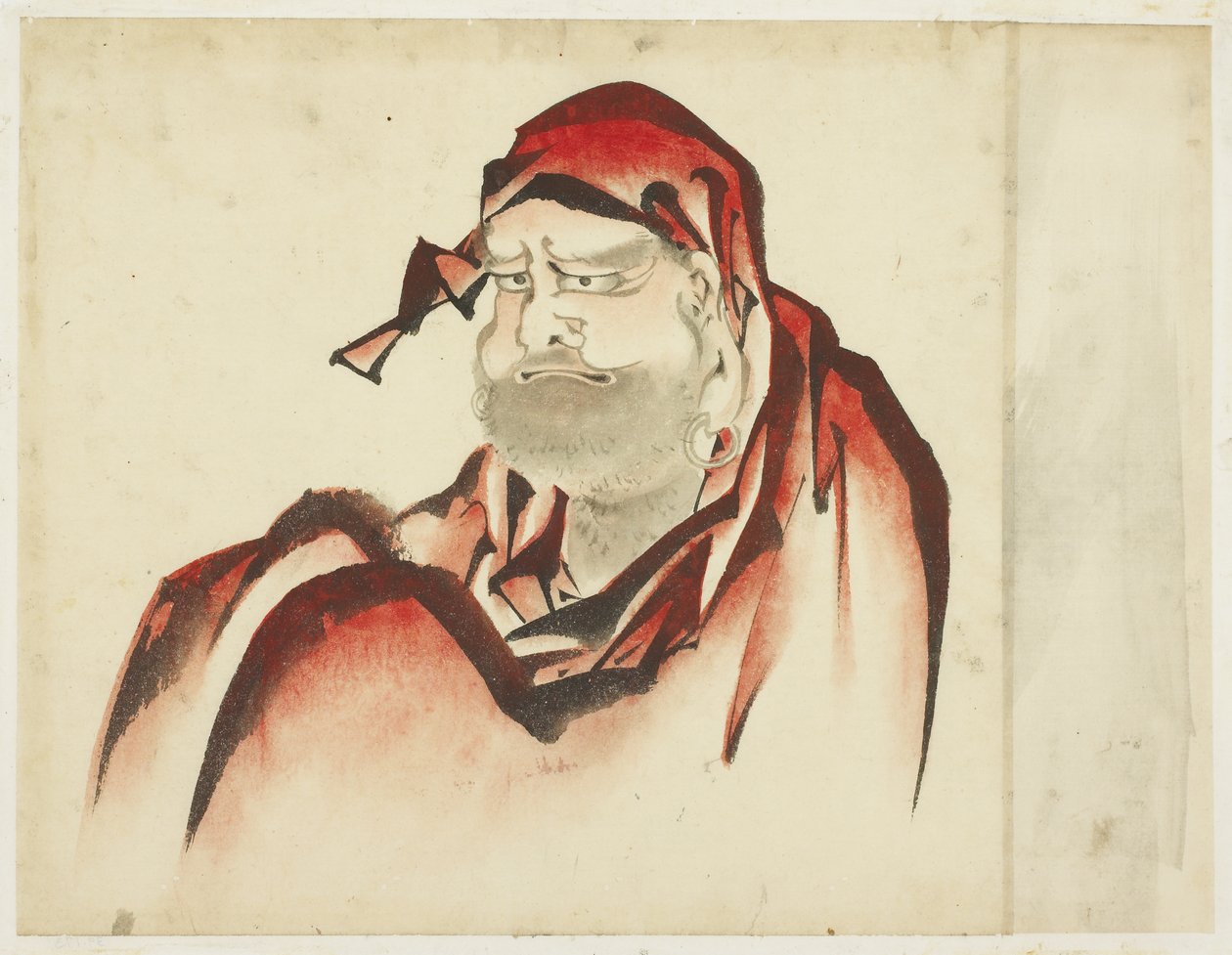 Daruma w czerwonej szacie, ok. 1815-1849 (tusz i kolor na papierze) autorstwa Katsushika (school of) Hokusai