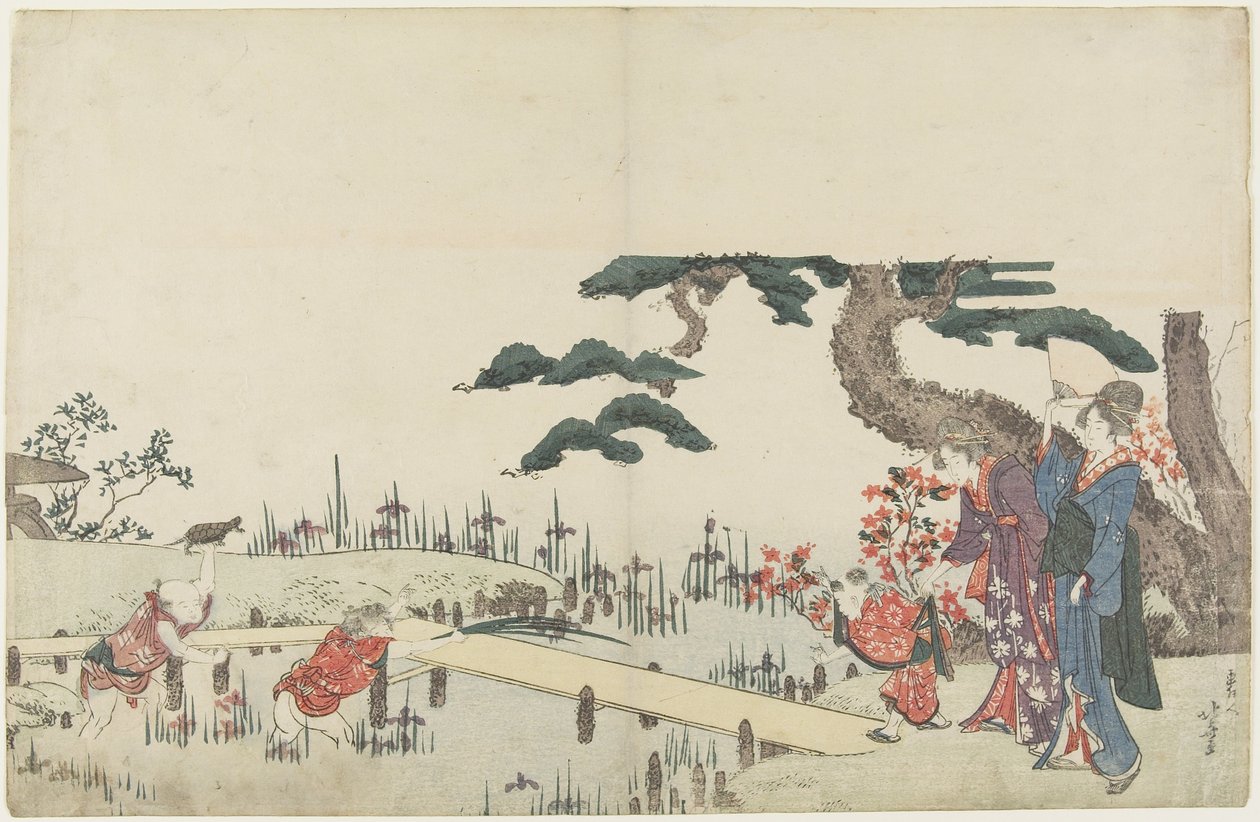 (Ogród Irysów), 1800-1808 autorstwa Katsushika Hokusai