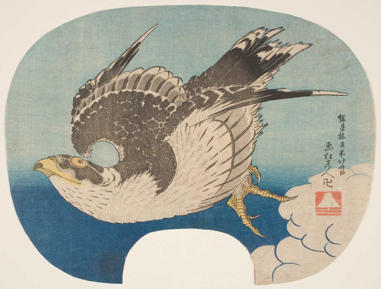 Jastrząb w locie, ok. 1840 r. (drzeworyt) autorstwa Katsushika Hokusai