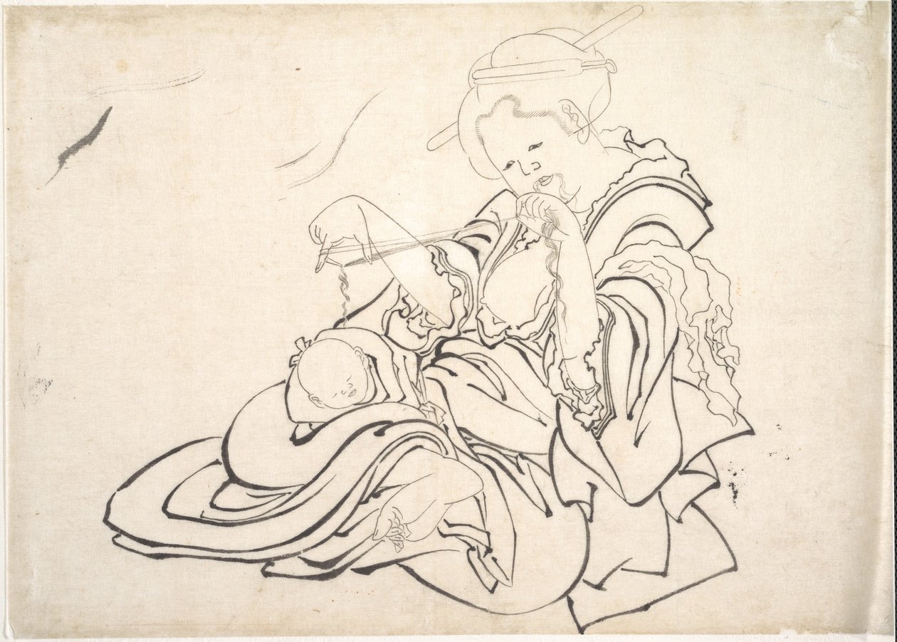 Kobieta i dziecko autorstwa Katsushika Hokusai