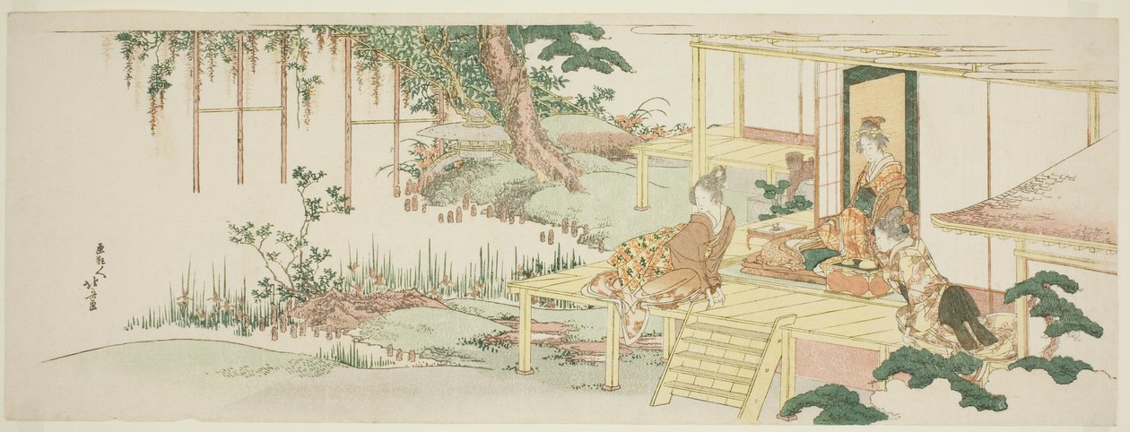 Podziwianie glicynii autorstwa Katsushika Hokusai