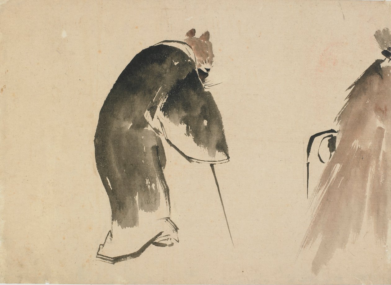 Stara mysz ubrana w czarną szatę, koniec XVIII-początek XIX wieku. autorstwa Katsushika Hokusai