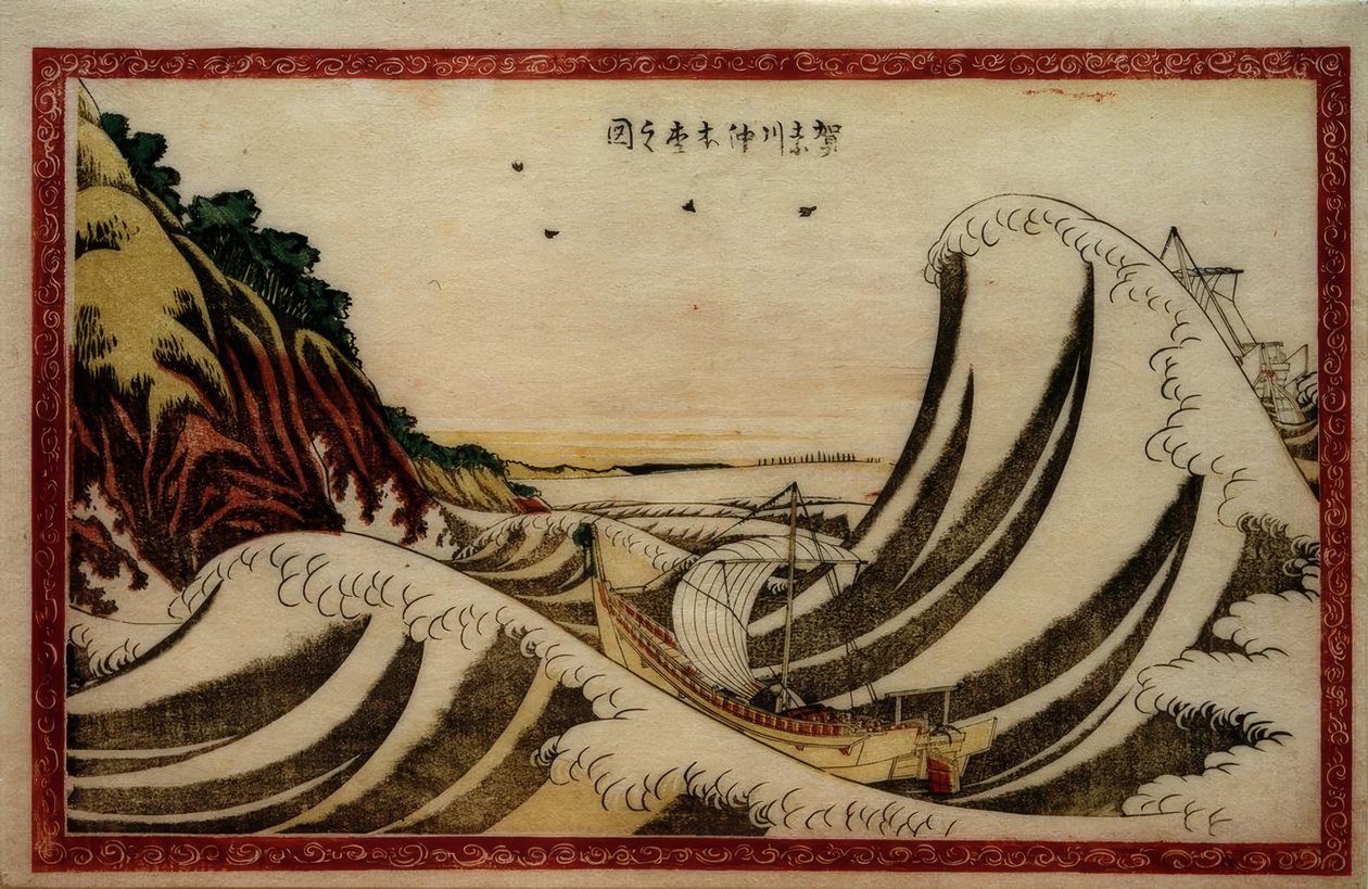Widok na otwarte morze w prowincji Kanagawa autorstwa Katsushika Hokusai