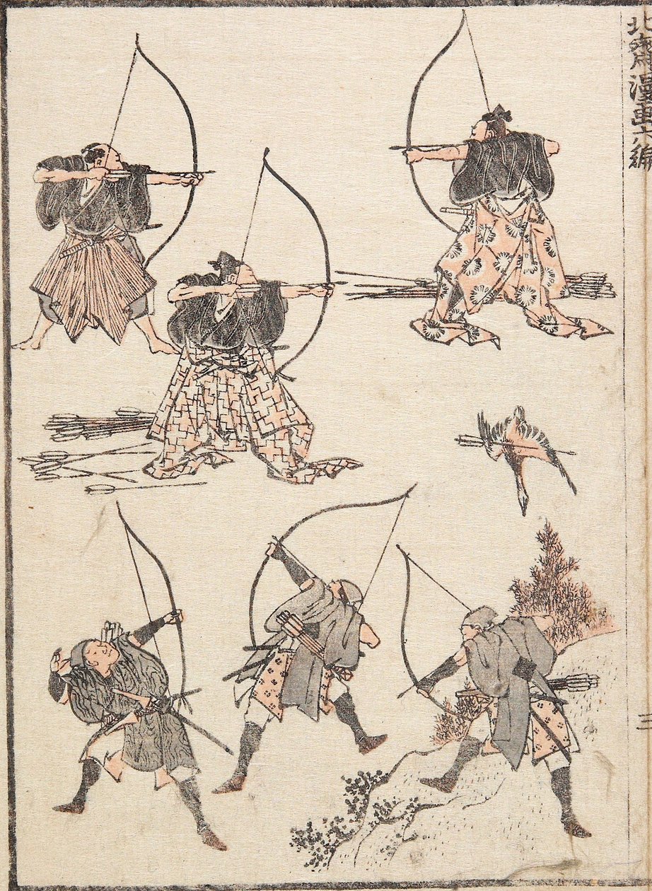Łucznicy autorstwa Katsushika Hokusai