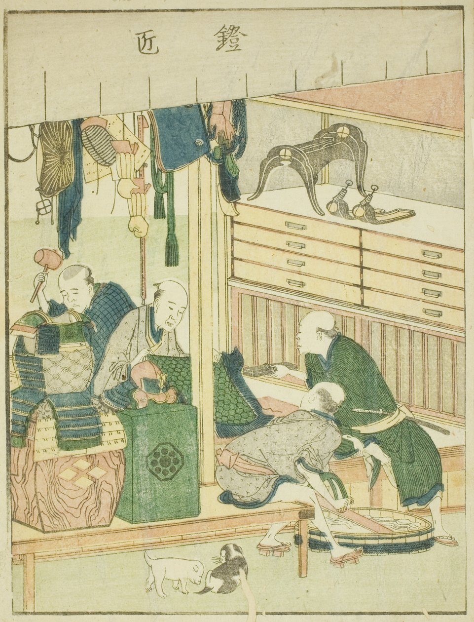Płatnerz (Yoroi takumi), z ilustrowanej książki „Picture Book of the Amusements of the East (Ehon Azuma asobi)” autorstwa Katsushika Hokusai