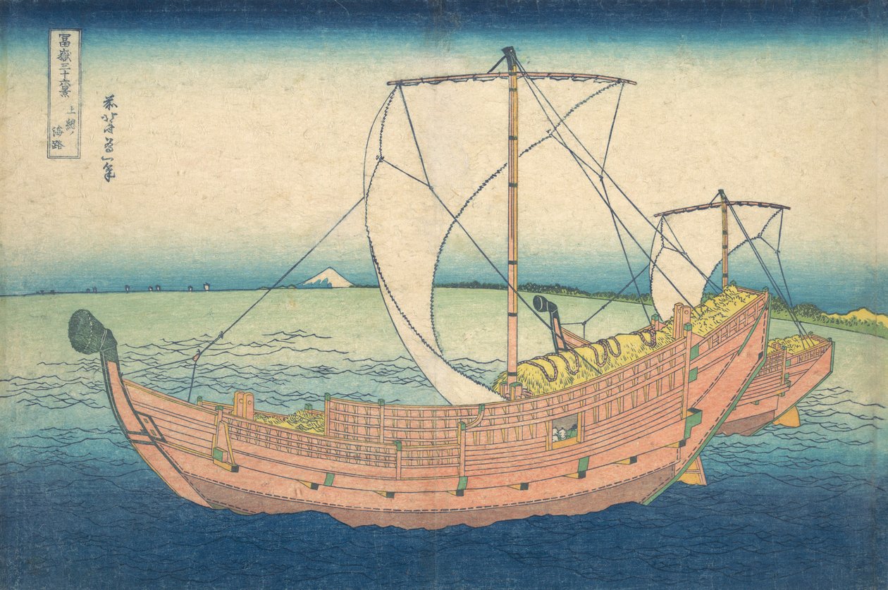 Nad morzem Kazusa Kazusa no kairo, z cyklu Trzydzieści sześć widoków góry Fuji..., ca. 1830-32. autorstwa Katsushika Hokusai