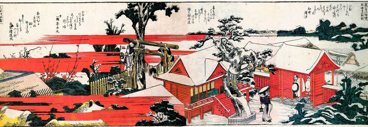 Na brzegu rzeki Sumida. autorstwa Katsushika Hokusai