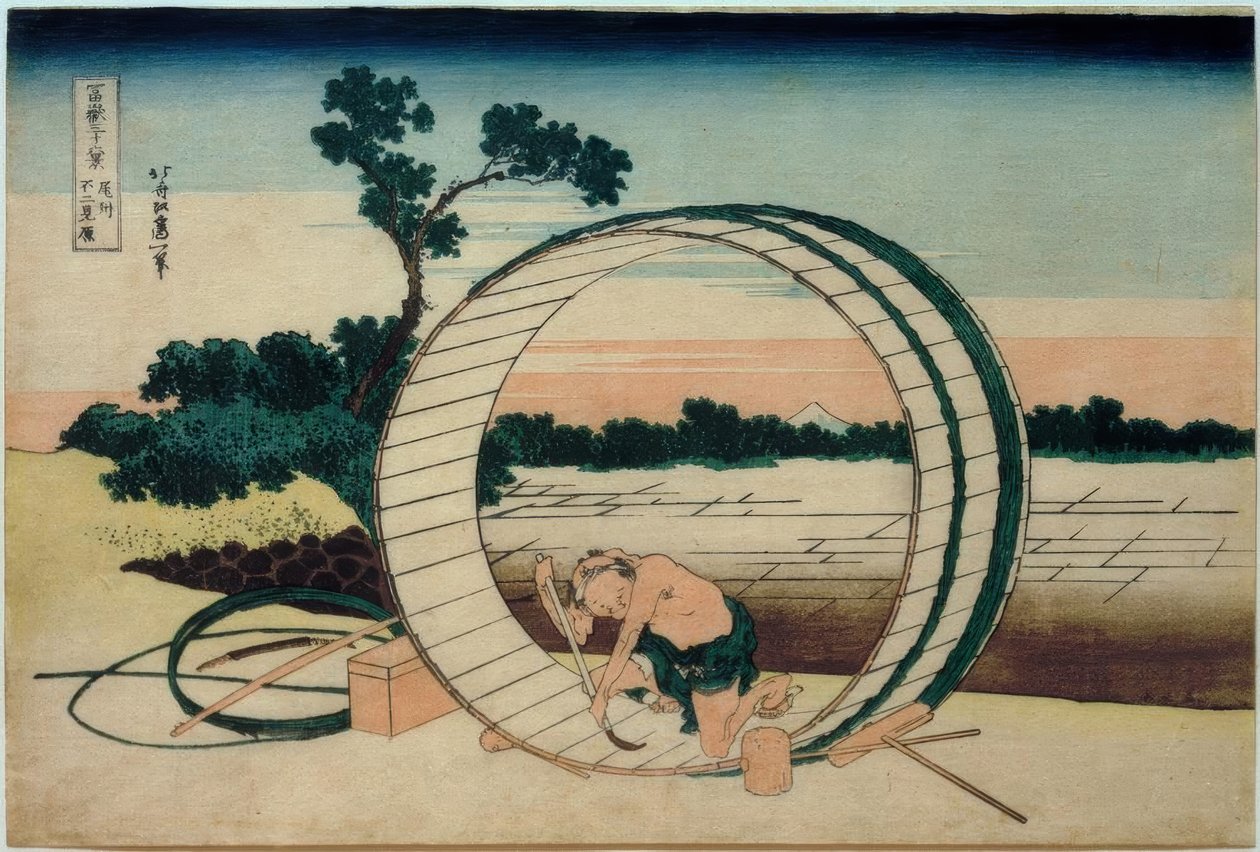 Góra Fuji widziana z pól ryżowych w prowincji Owari autorstwa Katsushika Hokusai