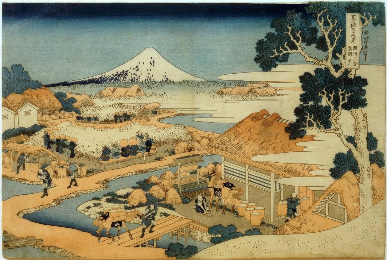 Góra Fuji widziana z plantacji herbaty w Katakura w prowincji Suruga autorstwa Katsushika Hokusai