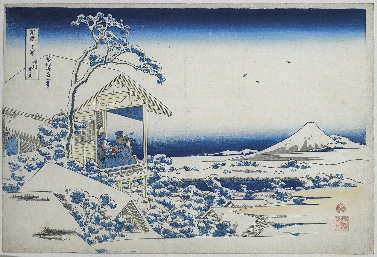 Śnieżny poranek w Koishikawa Koishikawa yuki no tan (tytuł na obiekcie) 36 widoków góry Fuji (tytuł serii) Fugaku sanjurokkei (tytuł serii na obiekcie) autorstwa Katsushika Hokusai