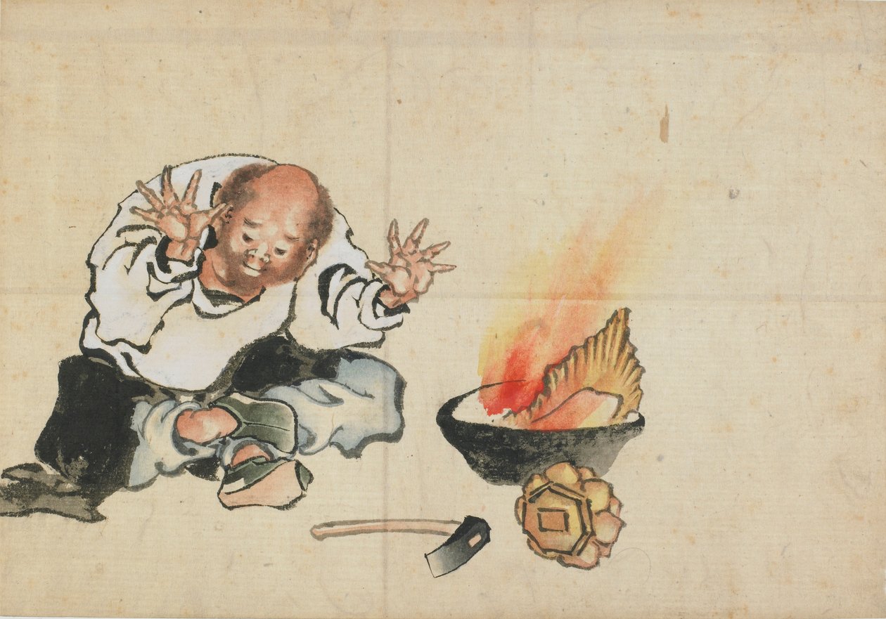 Palenie buddyjskiego wizerunku, koniec XVIII i początek XIX wieku. autorstwa Katsushika Hokusai