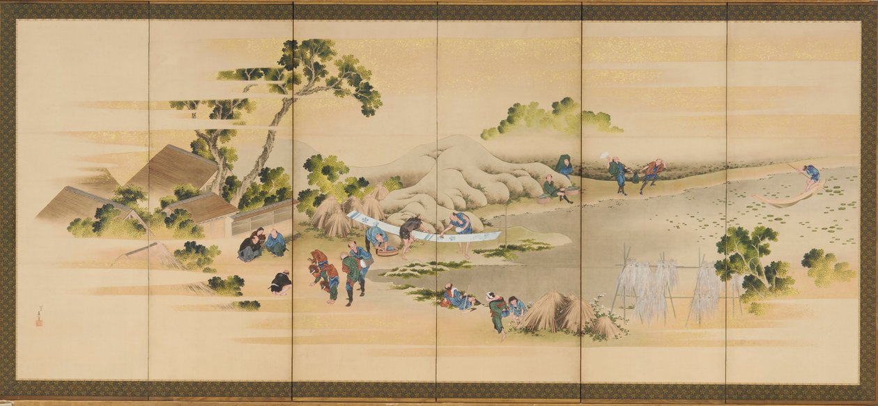 Sceny wiejskie i góra Fudżi, jedna z pary, okres Edo, ok. 1930 r. 1830-1832. autorstwa Katsushika Hokusai