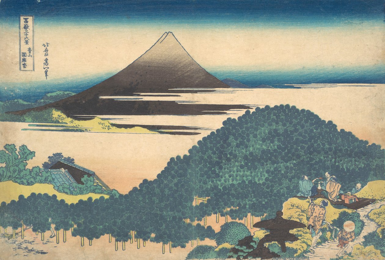 Poduszka Sosna u Aoyamy Aoyama enza no matsu, z serii Trzydzieści sześć widoków…, ca. 1830-32. autorstwa Katsushika Hokusai