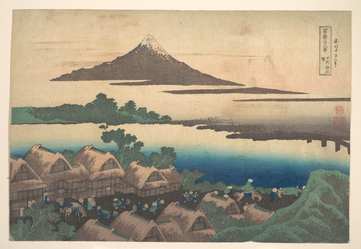 Świt w Isawie w prowincji Kai (Kōshū Isawa no akatsuki), z cyklu „Trzydzieści sześć widoków góry Fuji” (Fugaku sanjūrokkei) autorstwa Katsushika Hokusai