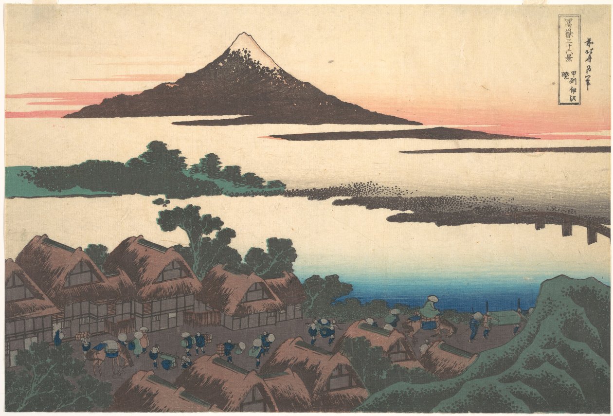 Świt w Isawie w prowincji Kai (Kōshū Isawa no akatsuki), z cyklu „Trzydzieści sześć widoków góry Fuji” (Fugaku sanjūrokkei) autorstwa Katsushika Hokusai
