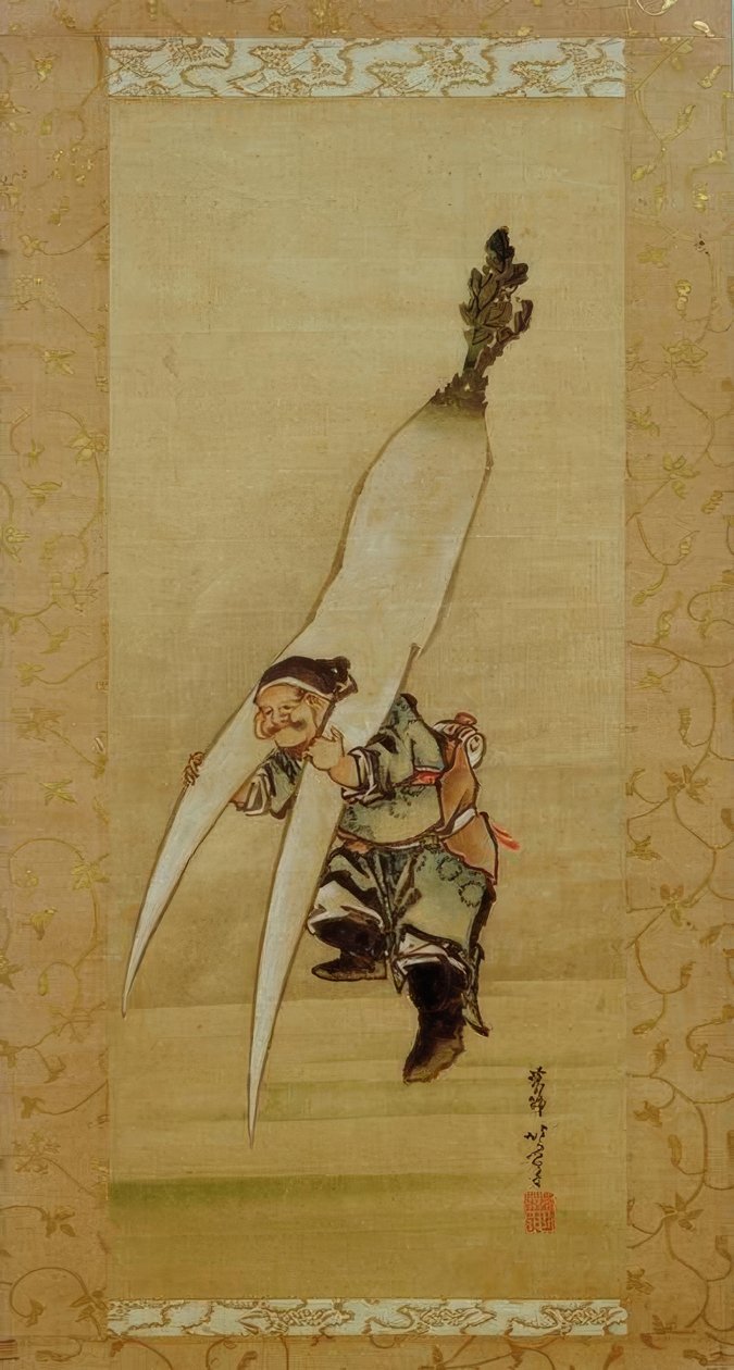 Bóg szczęścia Daikoku z olbrzymią rzodkiewką autorstwa Katsushika Hokusai