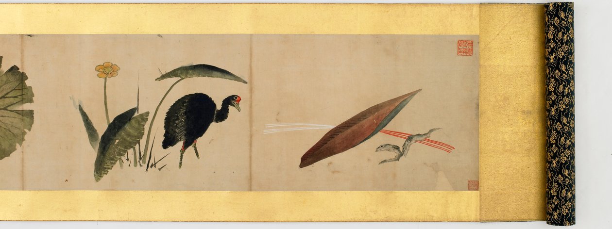 Szczegół ręcznego przewijania z różnymi obrazami, okres Edo, 1839 tusz i kolor na papierze autorstwa Katsushika Hokusai
