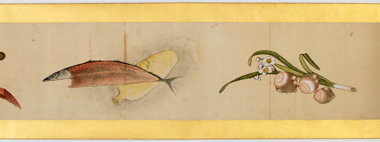 Szczegół ręcznego przewijania z różnymi obrazami, okres Edo, 1839 tusz i kolor na papierze autorstwa Katsushika Hokusai