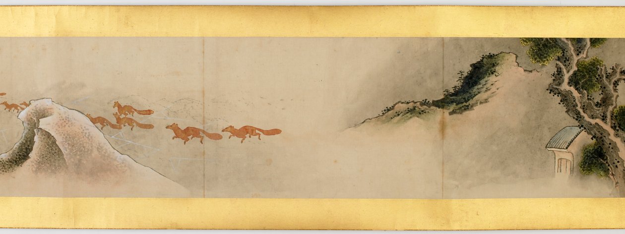 Szczegół ręcznego przewijania z różnymi obrazami, okres Edo, 1839 tusz i kolor na papierze autorstwa Katsushika Hokusai