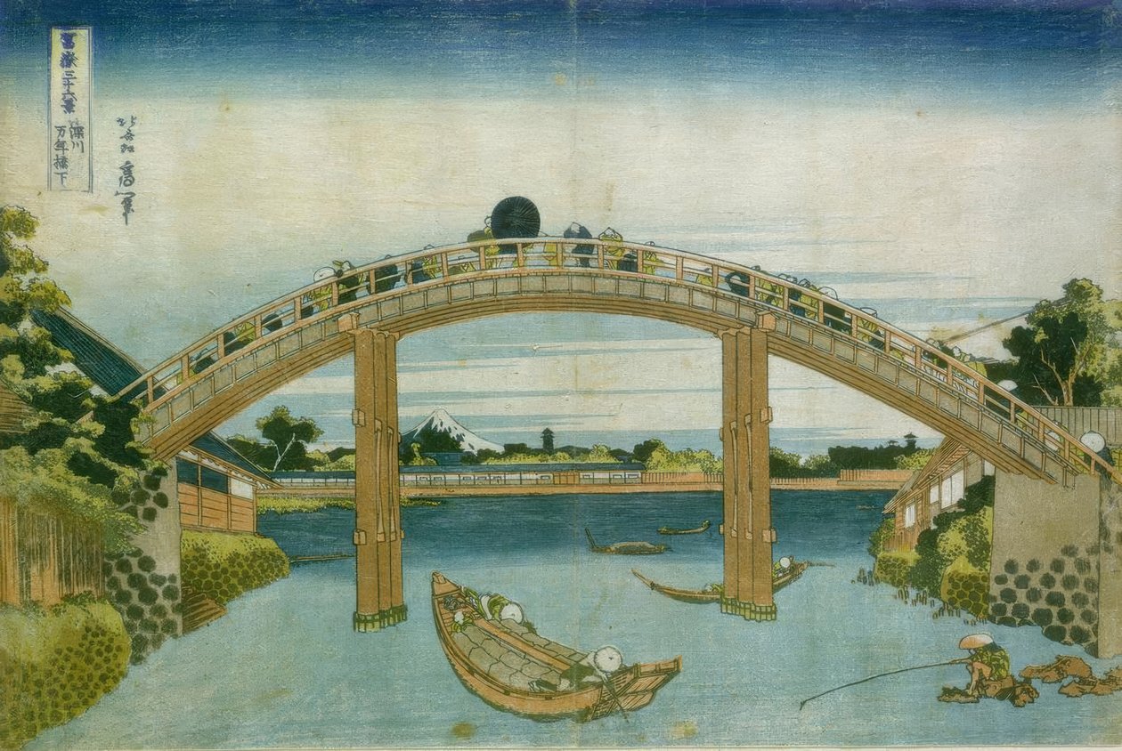 Most w Fukayeva autorstwa Katsushika Hokusai