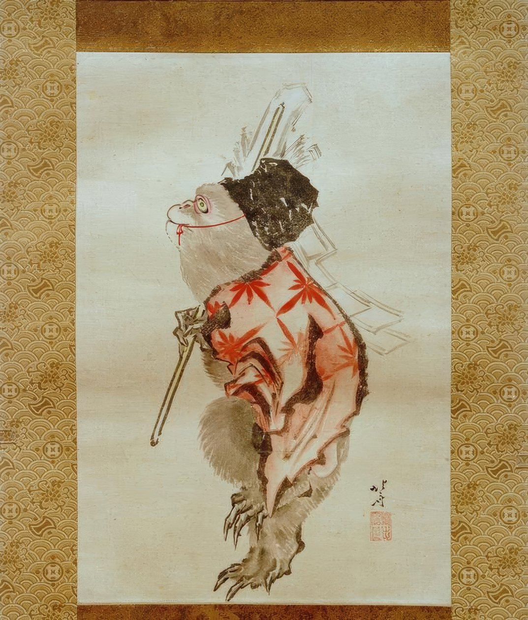 Wyszkolona małpa autorstwa Katsushika Hokusai