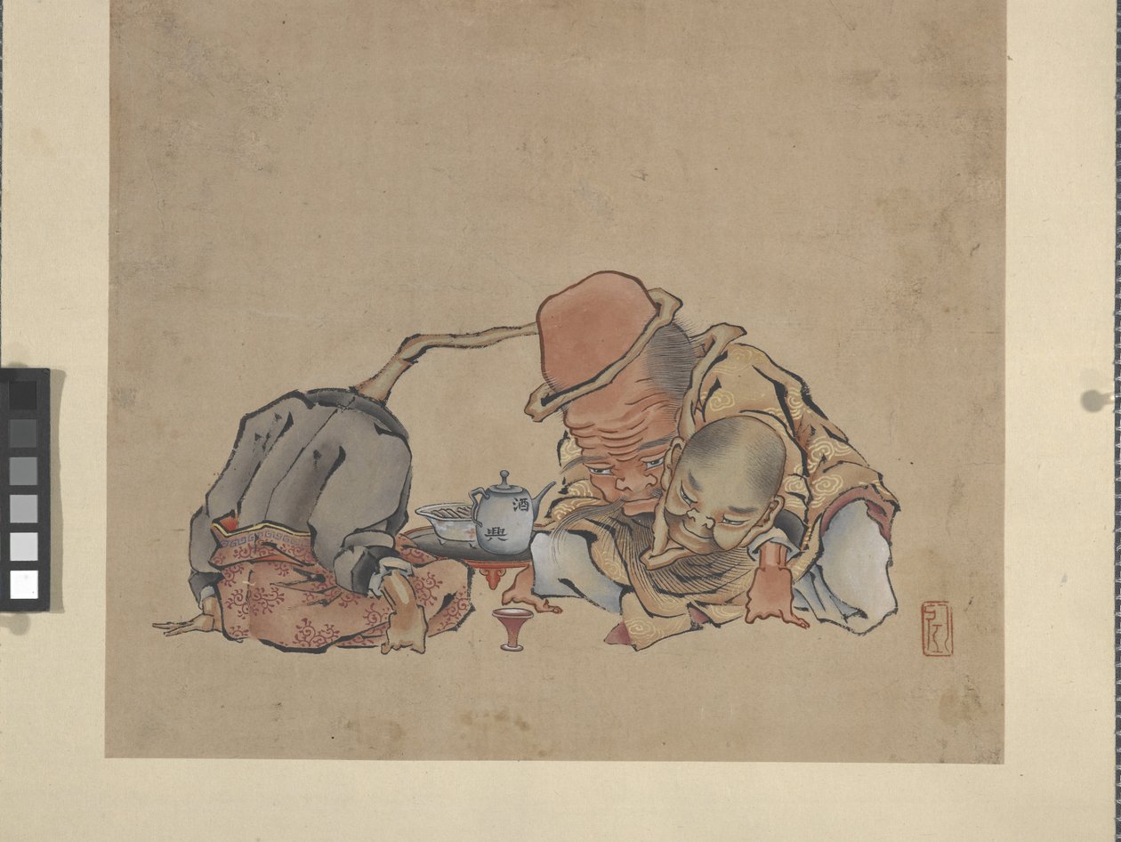 Wino do picia (atrament i kolory na papierze) autorstwa Katsushika Hokusai