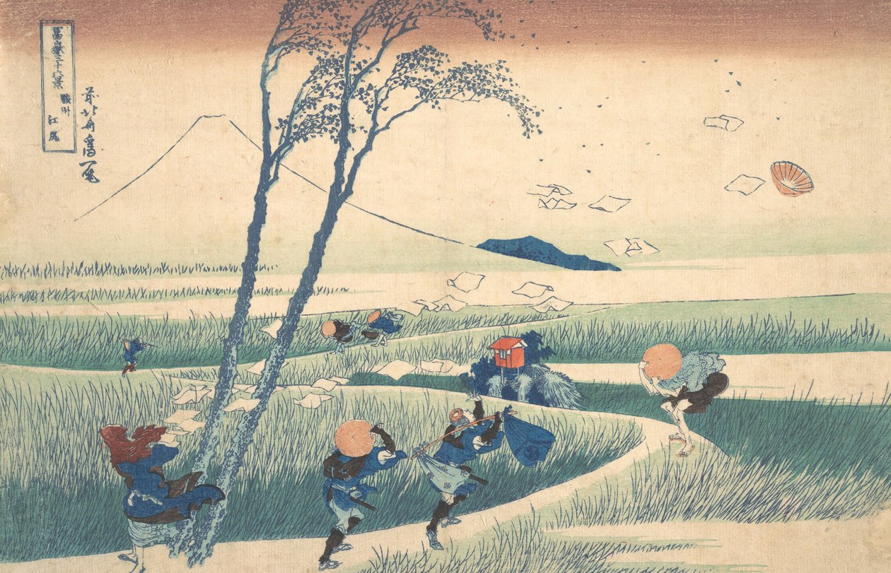 Ejiri w prowincji Suruga Sunshu Ejiri, z cyklu Trzydzieści sześć widoków na górę…, ca. 1830-32. autorstwa Katsushika Hokusai
