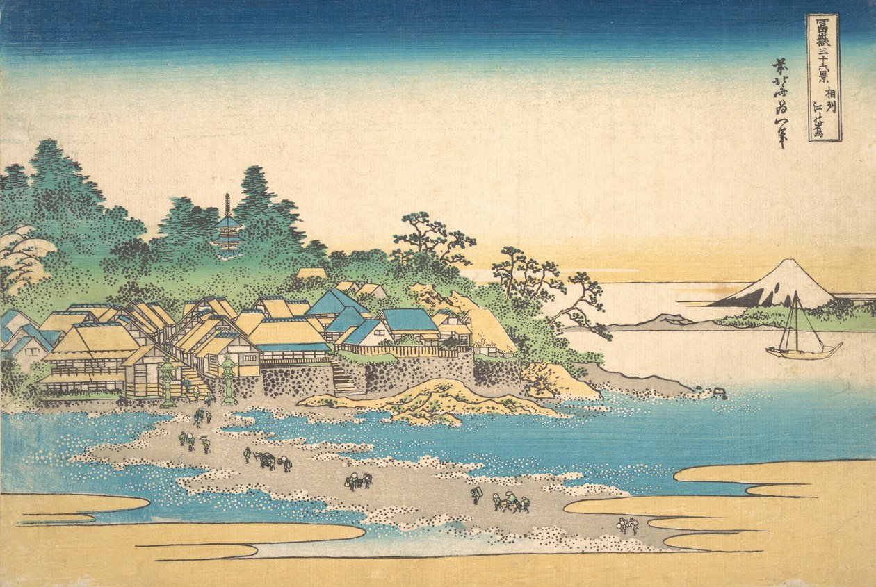 Enoshima w prowincji Sagami Soshu Enoshima, z cyklu Trzydzieści sześć widoków M..., ca. 1830-32. autorstwa Katsushika Hokusai