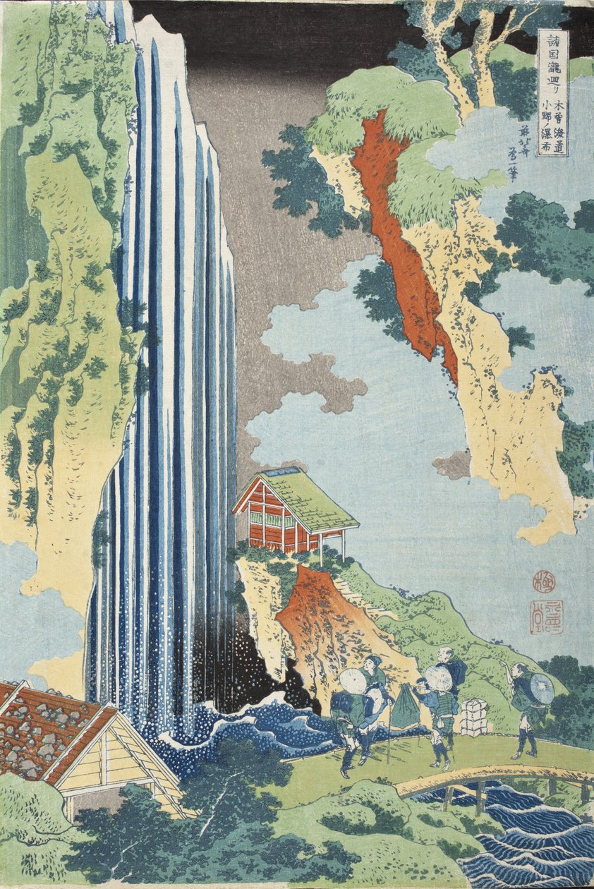 Wodospady Ono na szlaku Kisokaidō autorstwa Katsushika Hokusai