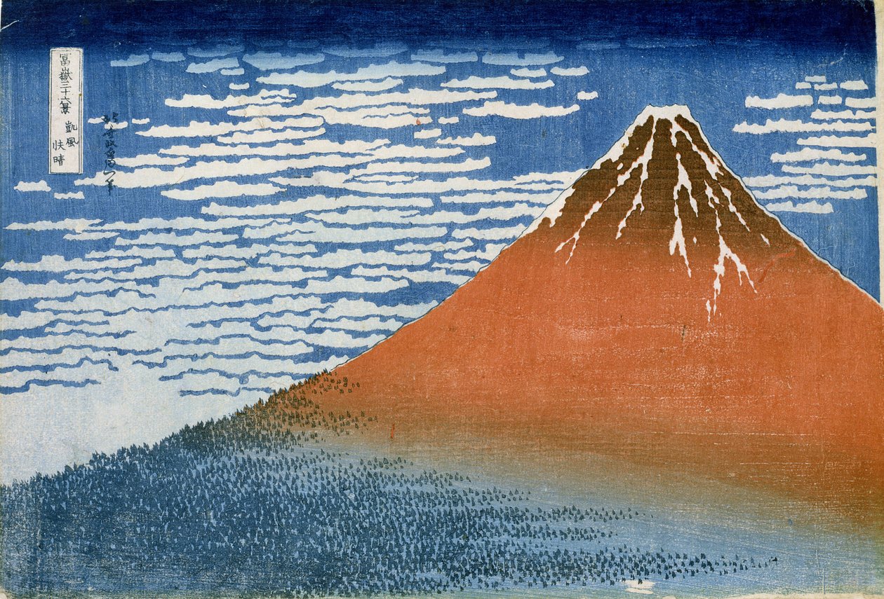 Delikatny wiatr, pogodny poranek (Gaifu Kaisei) (drzeworyt kolorowy) autorstwa Katsushika Hokusai
