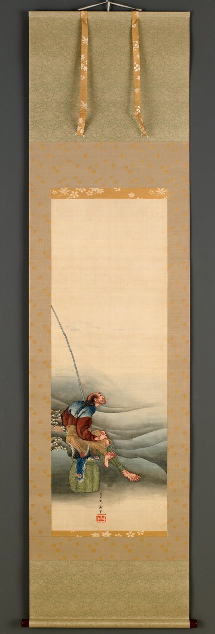 Rybak, okres Edo, 1849 (tusz i kolor na jedwabiu) autorstwa Katsushika Hokusai