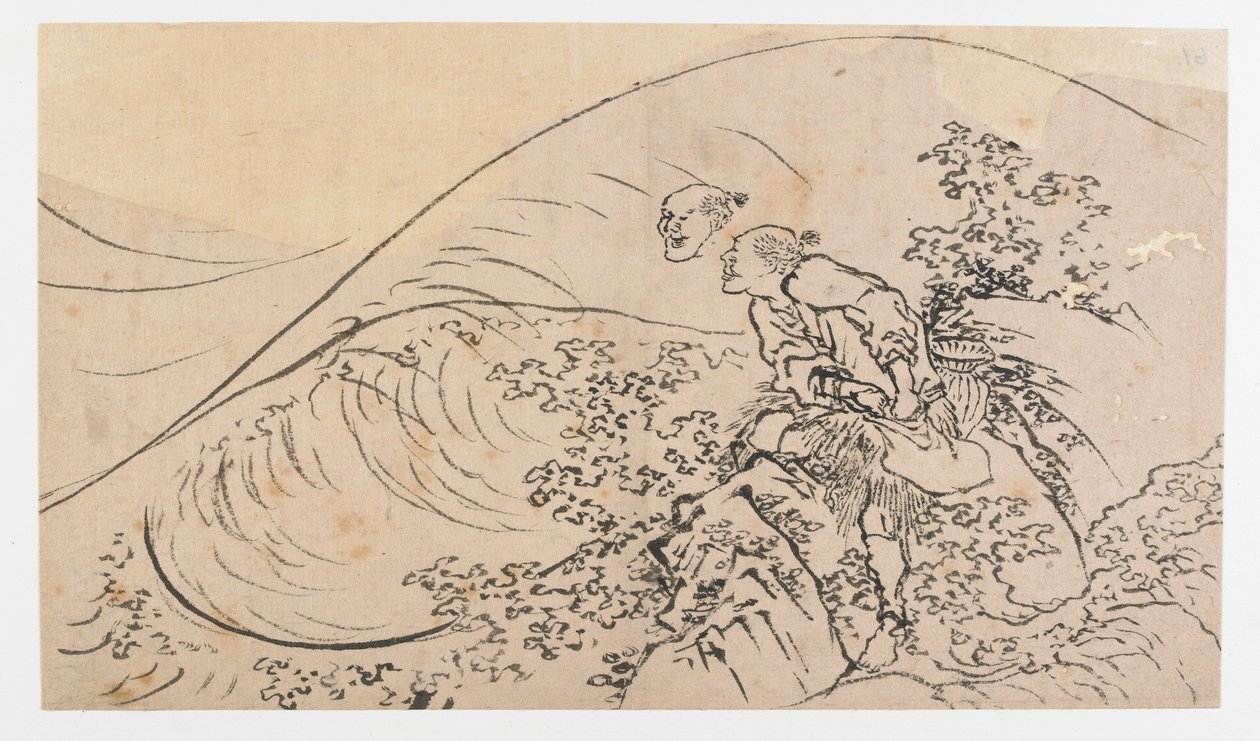 Rybak podrzucający przynętę, okres Edo, ok. 1900 r. 1830. autorstwa Katsushika Hokusai