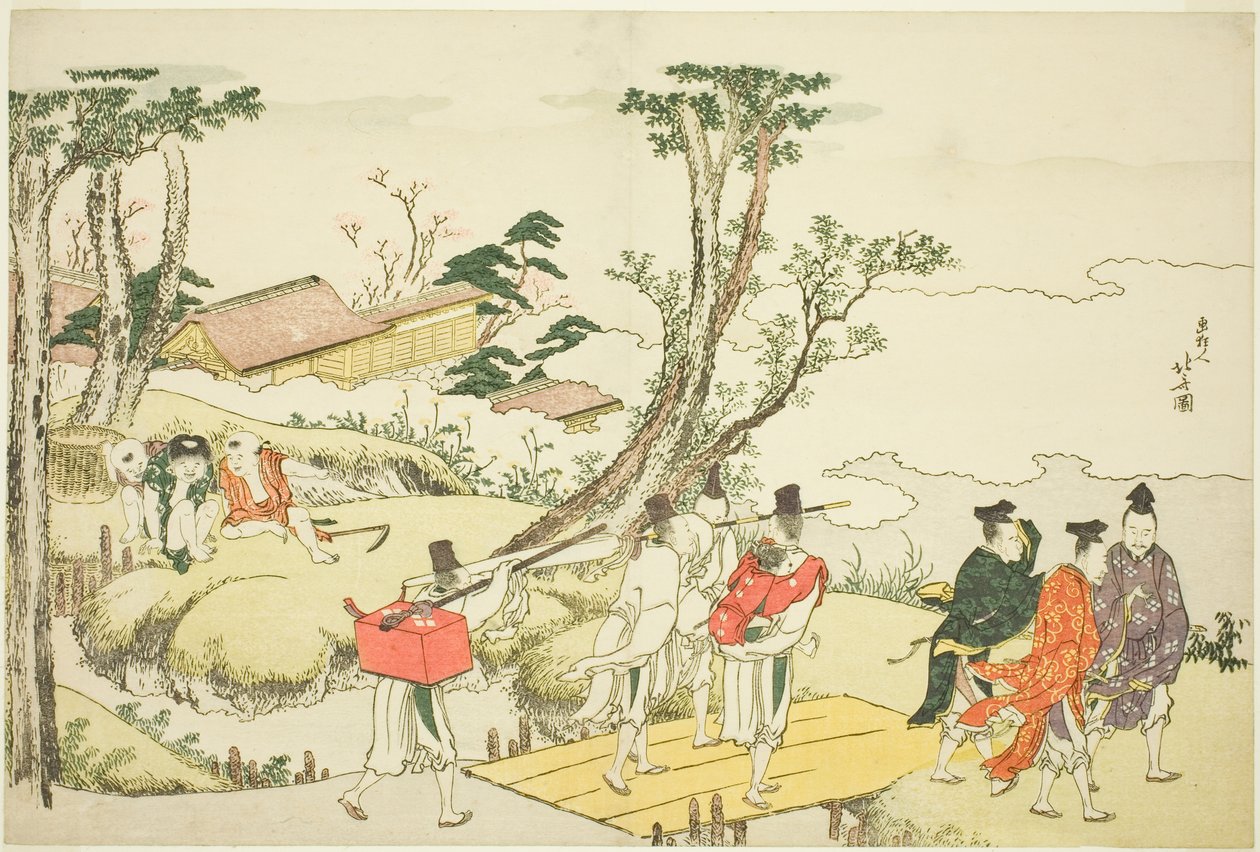 Frontyspis do ilustrowanego albumu „Thirty-six Immortal Women Poets” („Nishikizuri onna sanjurokkasen”) autorstwa Katsushika Hokusai
