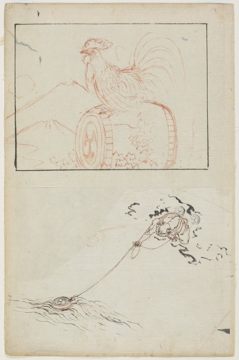 Bóg piorunów i jego bęben autorstwa Katsushika Hokusai