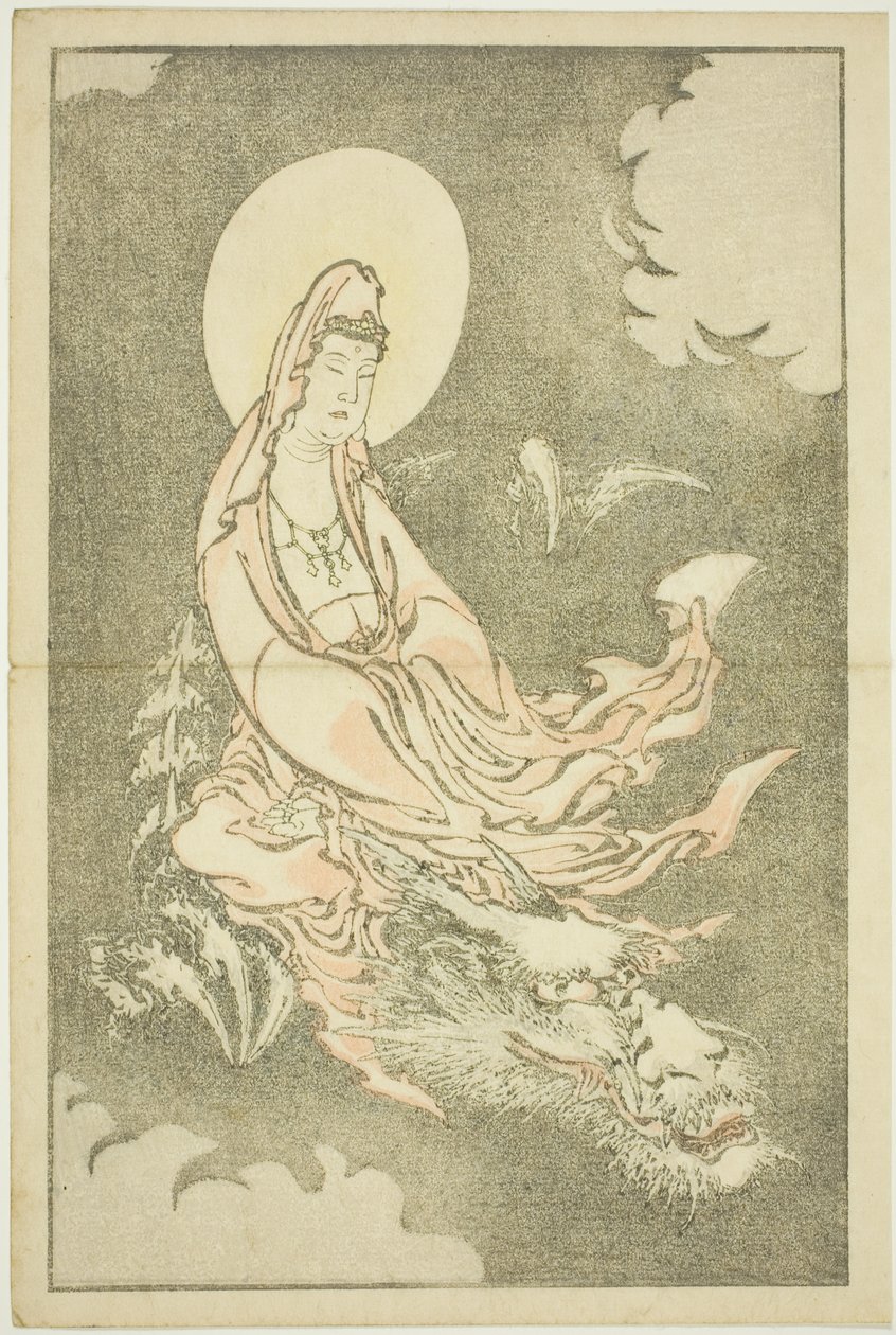 Bogini ujeżdżająca smoka, z Księgi obrazkowej realistycznych obrazów Hokusaia (Hokusai shashin gafu) autorstwa Katsushika Hokusai