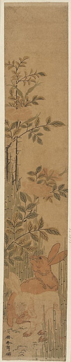 Zające i róże autorstwa Katsushika Hokusai