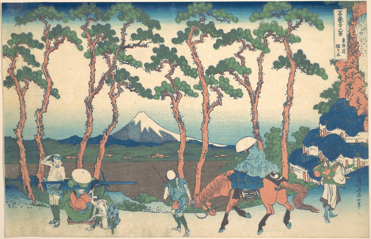 Hodogaya na szlaku Tōkaidō (Tōkaidō Hodogaya), z cyklu „Trzydzieści sześć widoków góry Fuji” (Fugaku sanjūrokkei) autorstwa Katsushika Hokusai