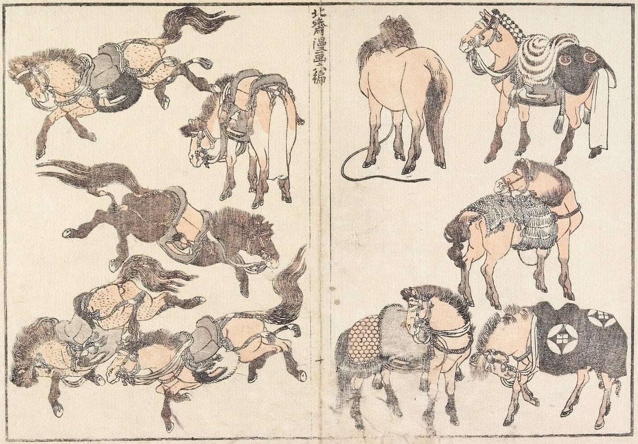 Konie autorstwa Katsushika Hokusai