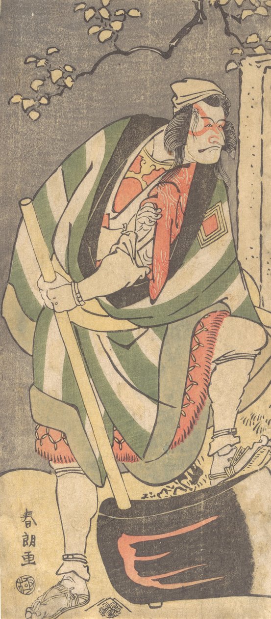 Ichikawa Grape Dyeing Dan Juro jest członkiem pierwszej nominacji Mungaku. . . , 1781-1801. autorstwa Katsushika Hokusai