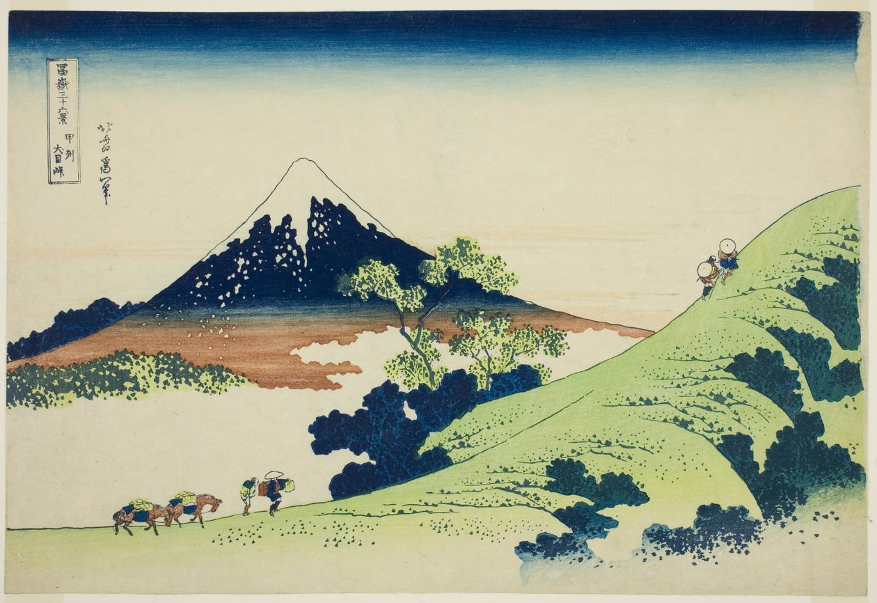 Inume Pass in Kai Province (Koshu Inume-toge), from the series "Thirty-six Views of Mount Fuji (Fugaku sanjurokkei)" autorstwa Katsushika Hokusai