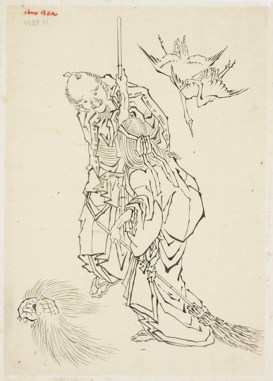 Jo and Uba; Theme of Takasago, ca. 1815-1849 (ink on paper) autorstwa Katsushika Hokusai