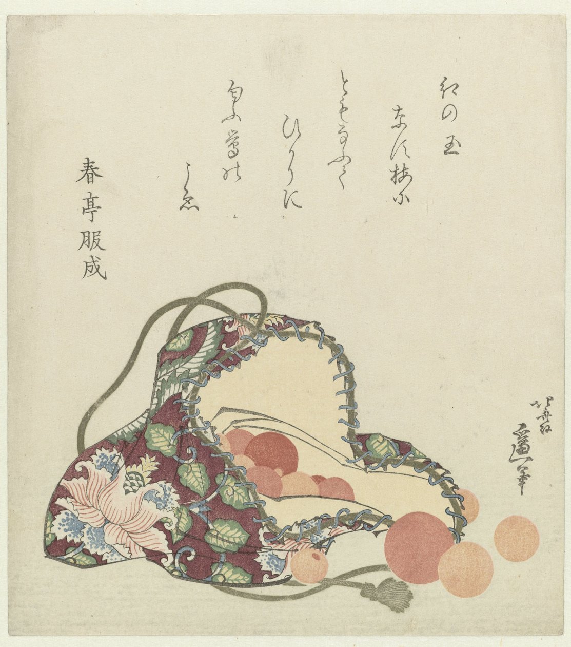 Koraliki kwarcowe z brokatową torebką autorstwa Katsushika Hokusai