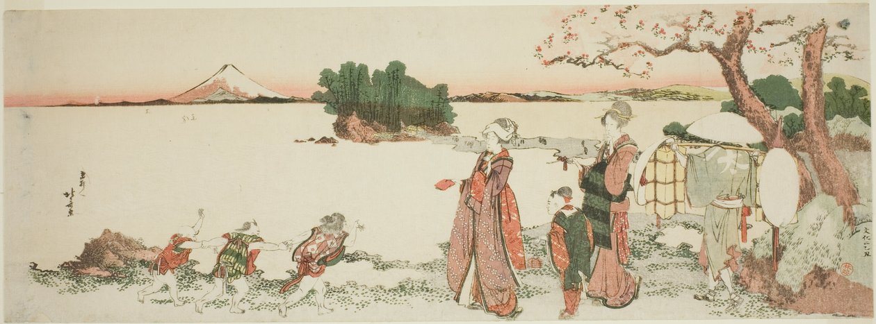 Panie w Shichirigahama autorstwa Katsushika Hokusai