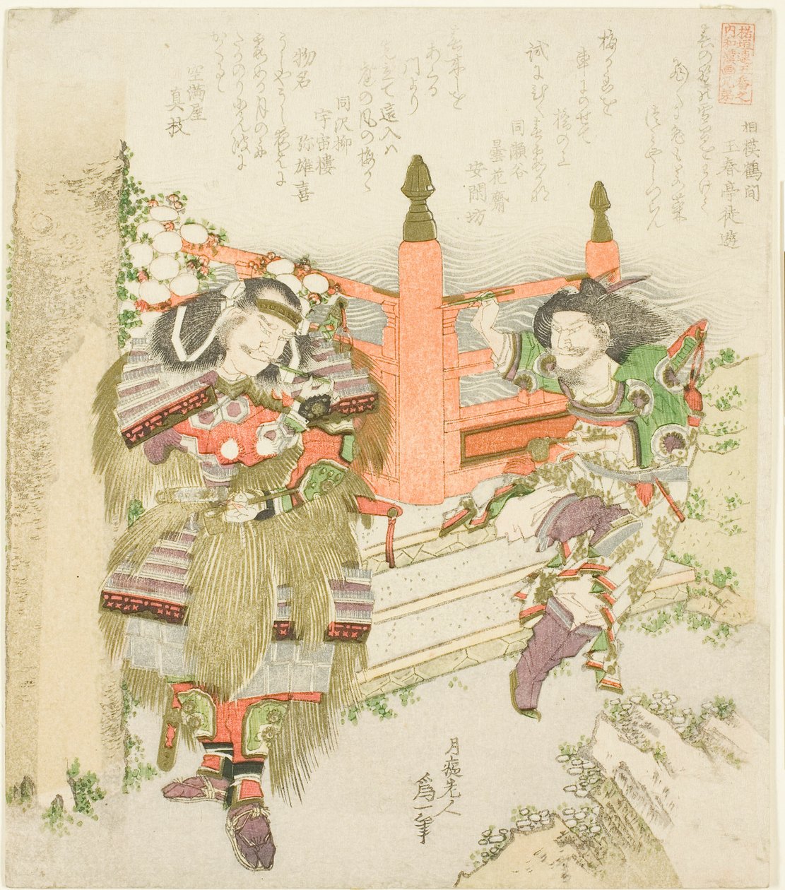 Lin Xiangru i Kojima Takanori z serii „Pięć Sibling Pictures of China and Japan for the Zakurogaki Group (Zakurogaki-ren goban no uchi wakan e-kyodai)” autorstwa Katsushika Hokusai