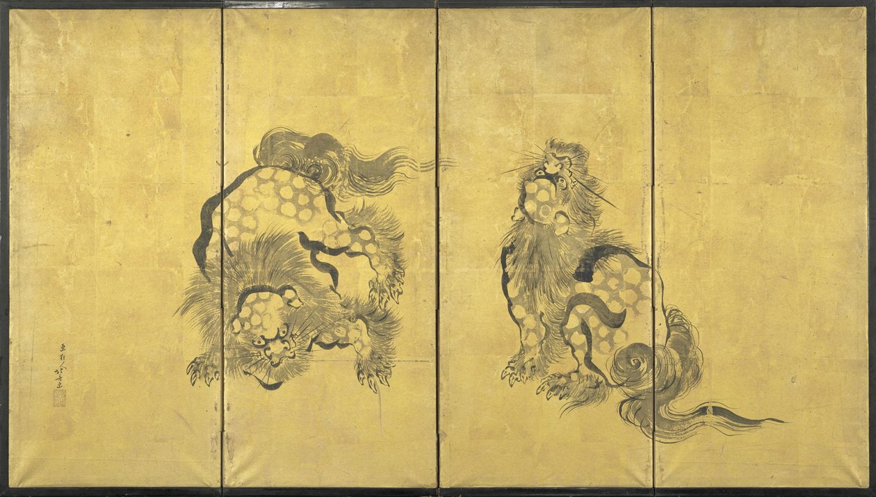Lwy autorstwa Katsushika Hokusai